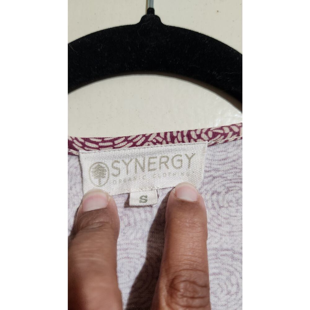 Synergy Women's Organic Cotton Blend Red Long Sleeve Wrap Dress Sz Small Stretch - Picture 8 of 10